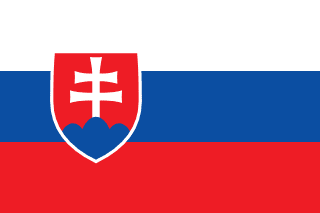 The flag of Slovakia is composed of three equal horizontal bands of white, blue and red. The coat of arms of Slovakia is superimposed at the center of the field slightly towards the hoist side.